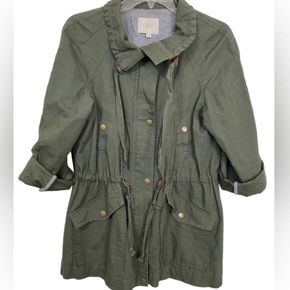 Ann Taylor Loft Women's Jacket Army/ Safari Green with Cinch Waist Petite Small - Picture 2 of 7